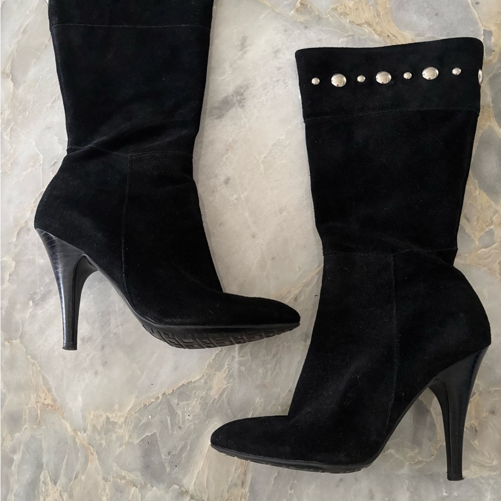 Guess Black Heeled Boots with Stud Accents